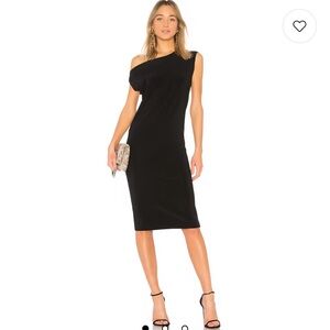 Norma Kamali Black Asymmetrical Black Dress Small